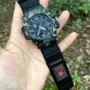 hg155-gwg2000-black-red-01-hand-front Black Red HEMSUT nylon hook-and-loop watch band fitted to a G-SHOCK GWG-2000, held outdoors