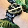 hga160-garmin-badalassi-carlo-black-wrist-front Black Badalassi Carlo Italian leather strap fitted to a Garmin watch on the wrist