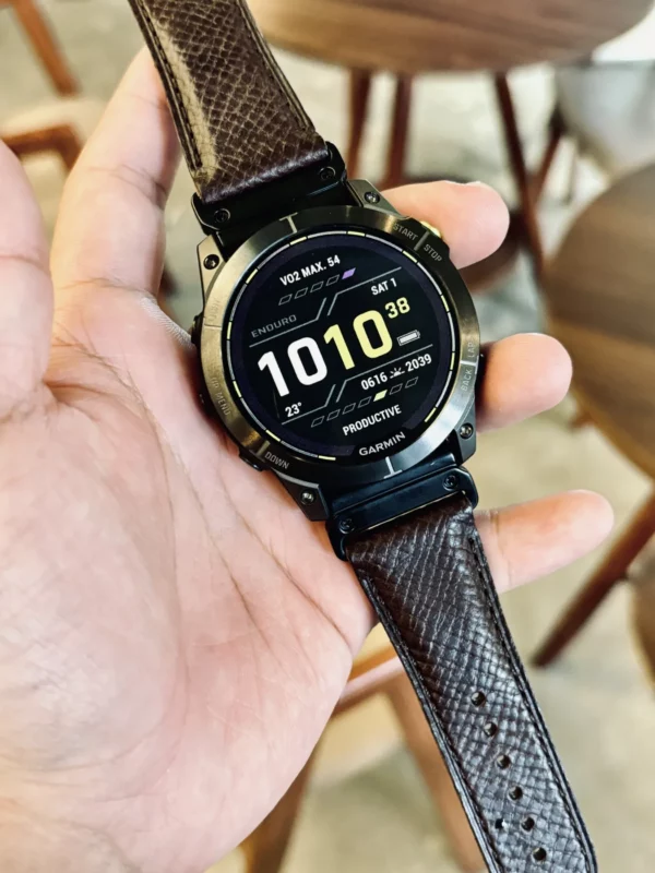 hga160-garmin-badalassi-carlo-burgundy-full-watch-front Burgundy Badalassi Carlo Italian leather strap installed on a Garmin watch